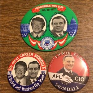 (3) NOS Jimmy Carter & Mondale Political Buttons